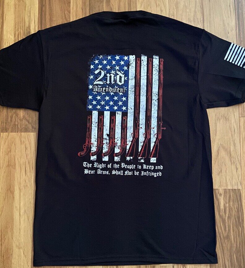 2nd Amendment ” Gun Flag Script” T-Shirt – 2nd Amendment Shirts